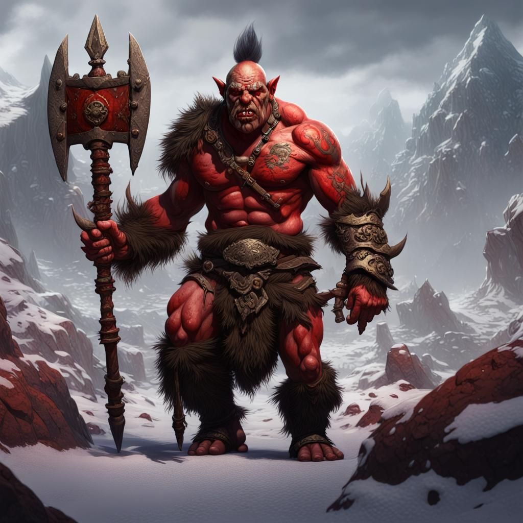 Red orc barbarian