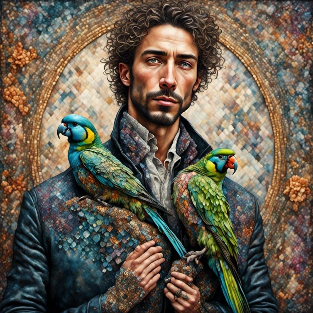 <lora:Tapestry:1.0> <lora:illusional:1.0> handsome man with ...