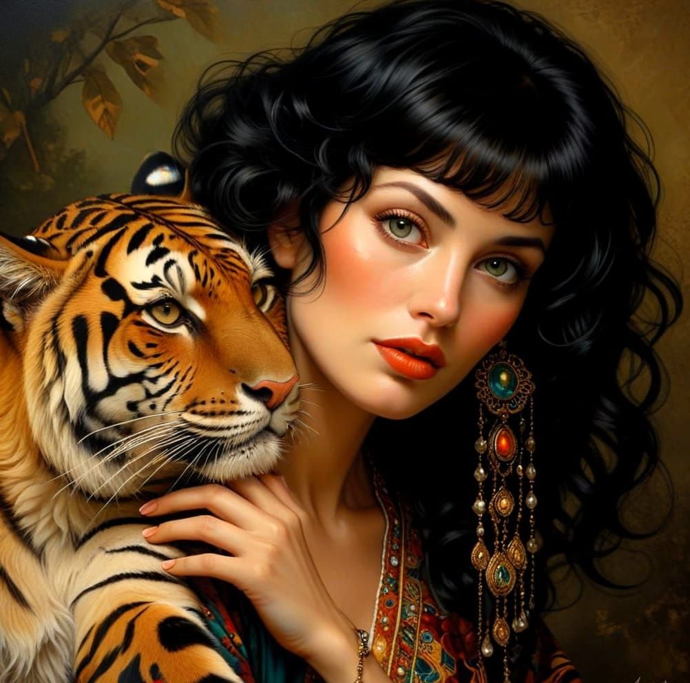 Surrealistic Portrait of a Flamboyant Modern Lady