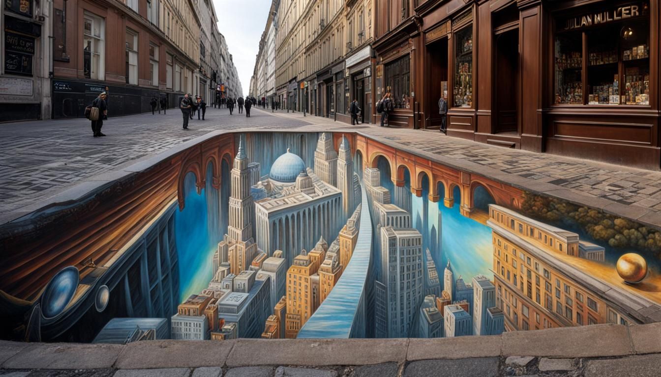 Chalk Art - A Look into a Parallel Surreal Universe  by @FREEQ-AI