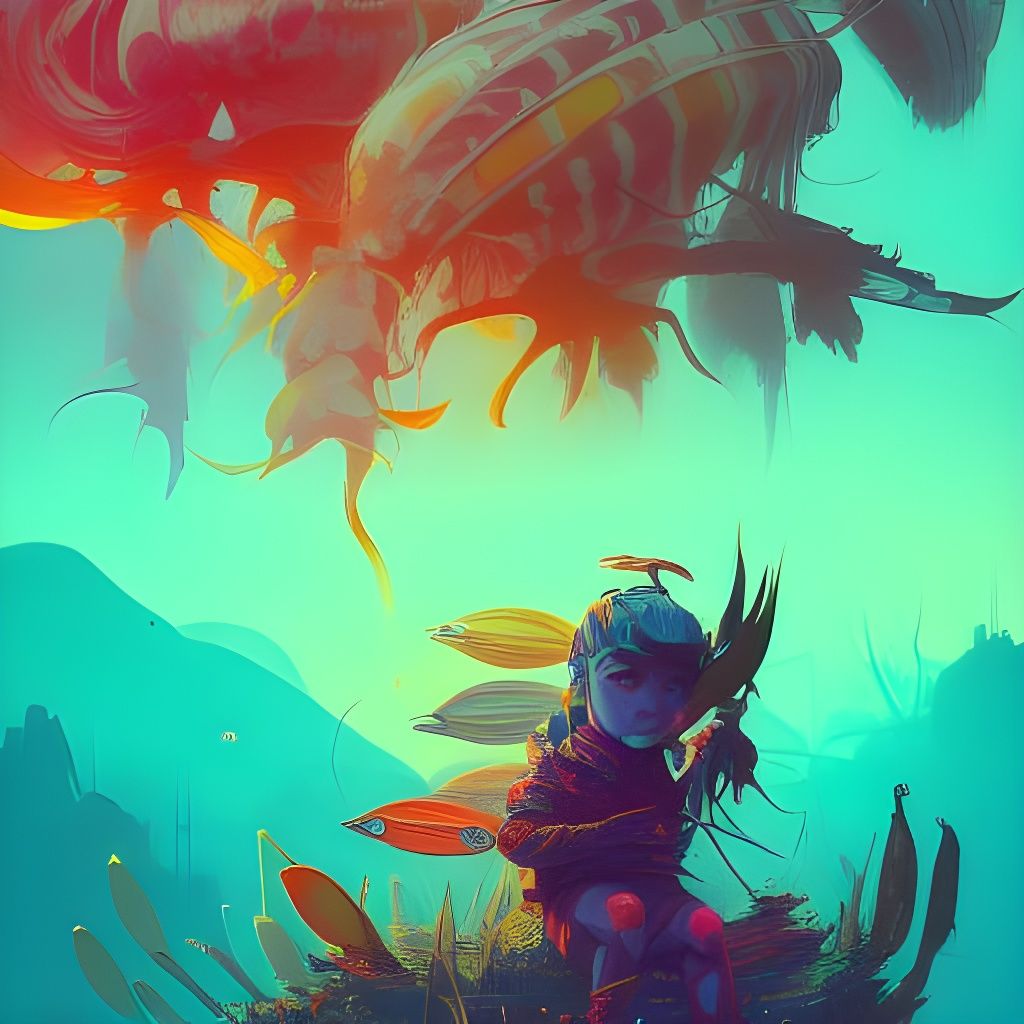 Shaman patterns fish beans bananas lair IV AI Generated Artwork