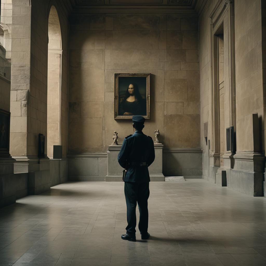 Noir Film Still: Mona Lisa Missing from Louvre