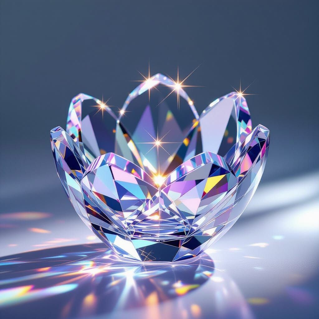 Radiant Glass and Crystal Art in Futuristic Style