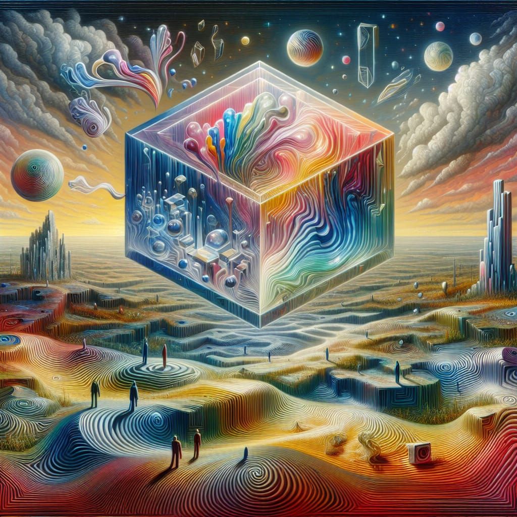 Surrealist Landscape with Geometric Formations and Dreamlike...