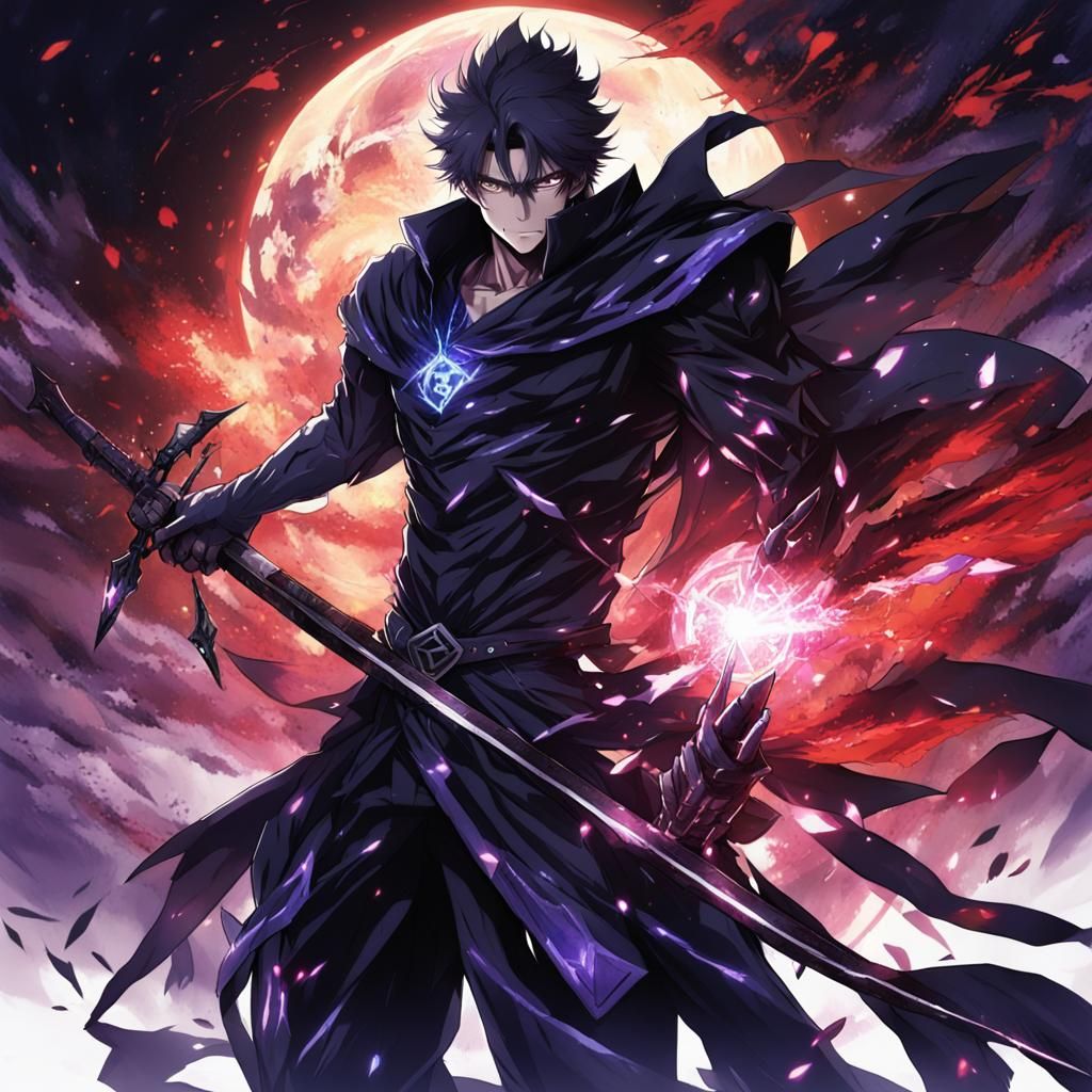 male, dark eyes, super human, demon, spear, dark matter