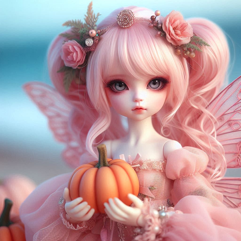 Fairy holding pumpkin
