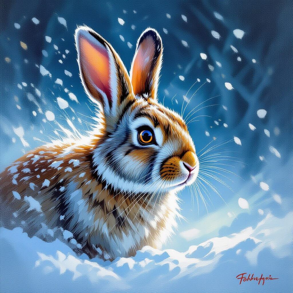The rabbit in the snow  by @youwow
