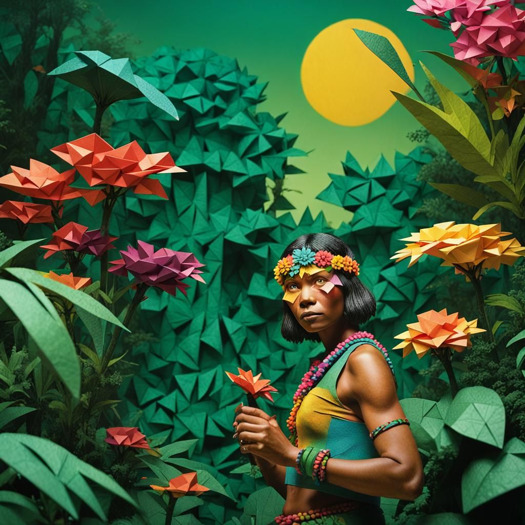 beautiful tribal female in the Flower jungle by Richard Corb...