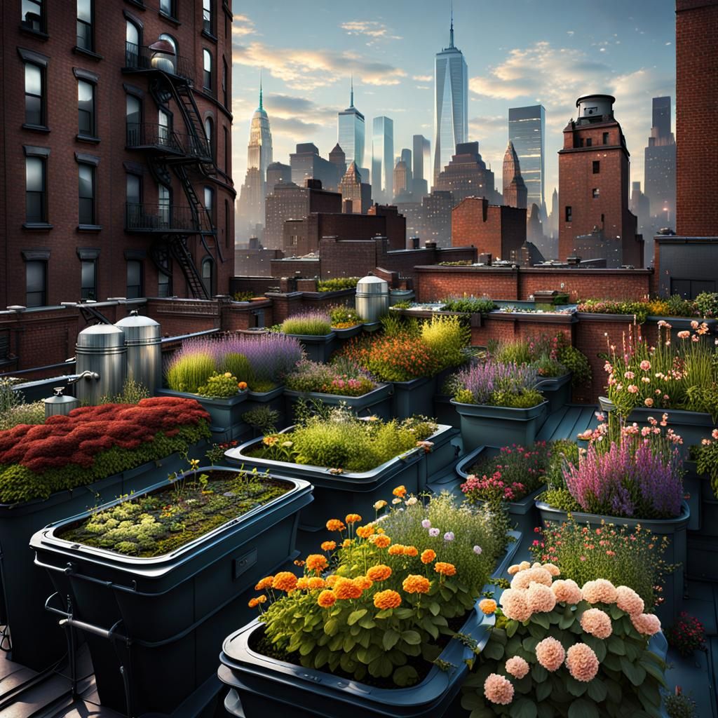 Rooftop flower garden New York City
