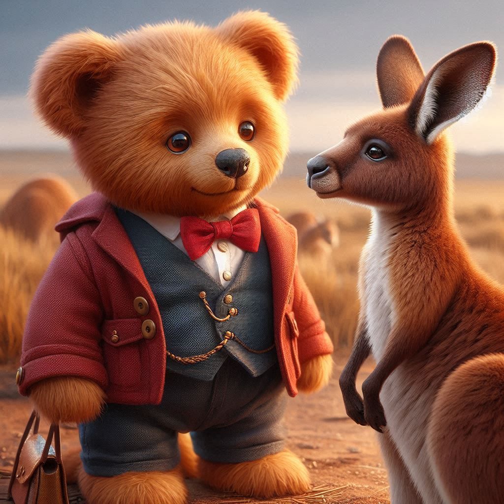 Austrian Teddy making friends with an Australian kangaroo.  by @Nordveld
