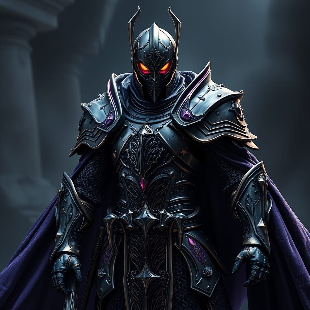 magical male steampunk knight, powerful intricate plate armo...