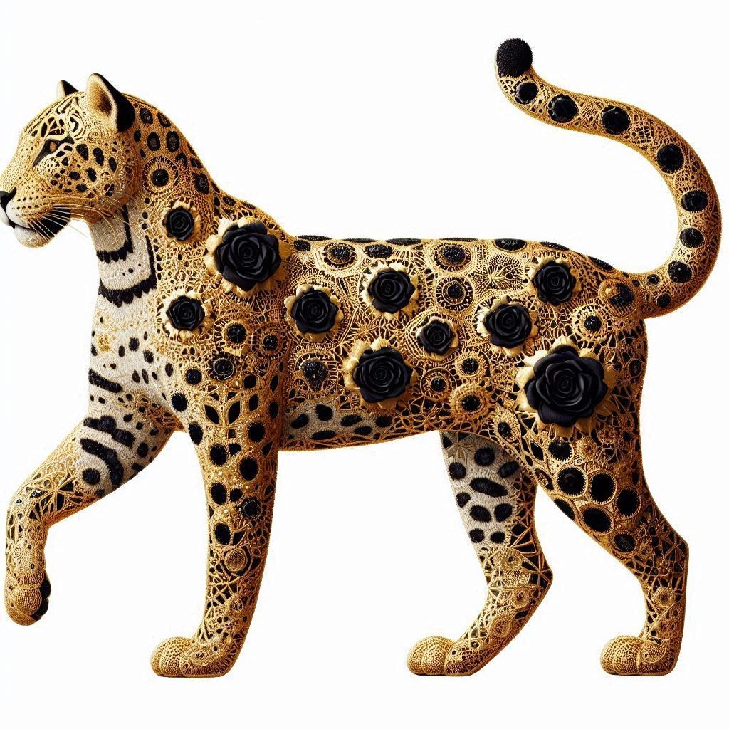 Gold Lace Jaguar with black roses for rosettes Bing #1