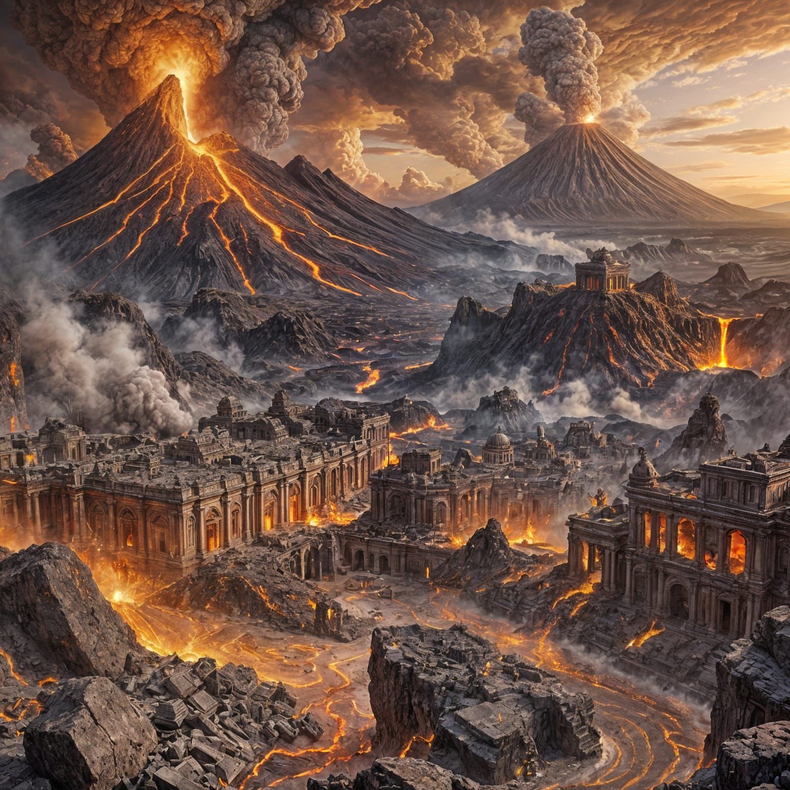 Volcano Destroying An Ancient City   by @Joe