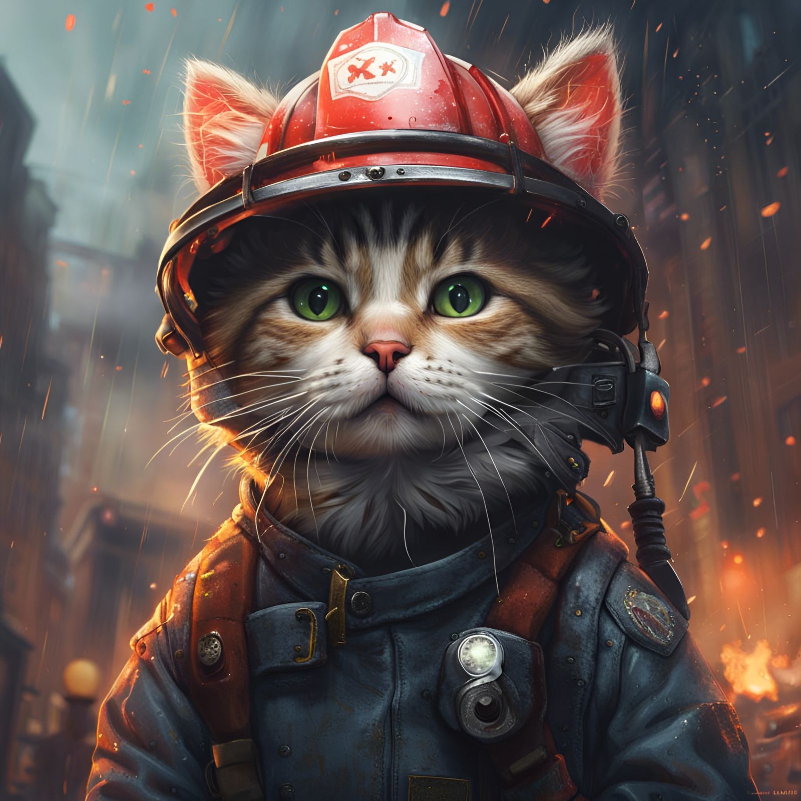 Kitty Firefighter   by @Ash