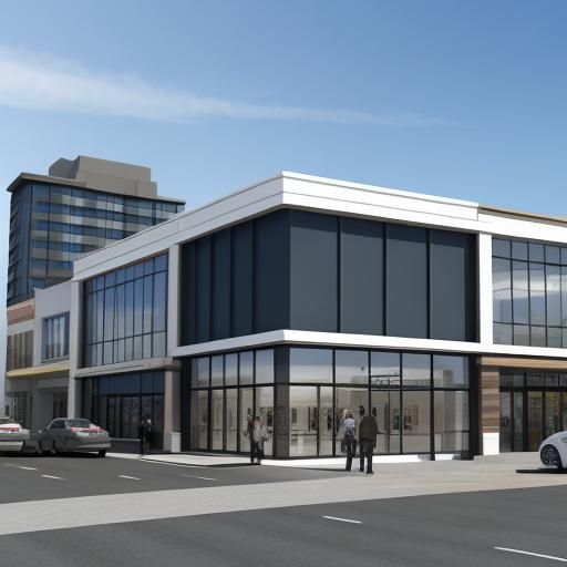 Exterior elevation shot, Small clothing stores mall elevatio...