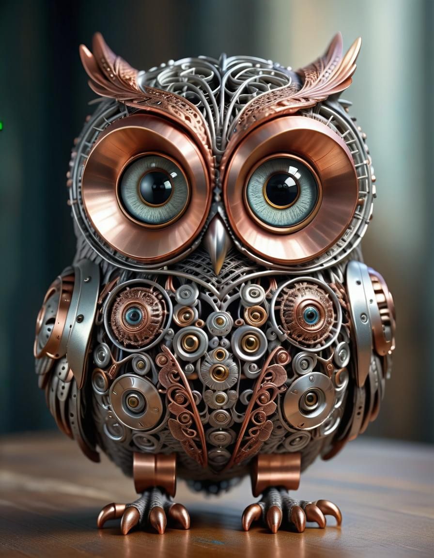 Metallic owl - AI Generated Artwork - NightCafe Creator