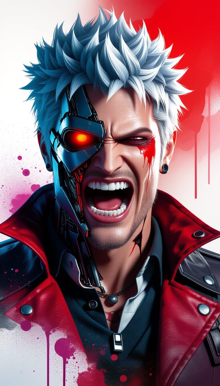 Devile may cry character start transformer from his left side till half of his body and the rest is still normal screaming from pain and rag...