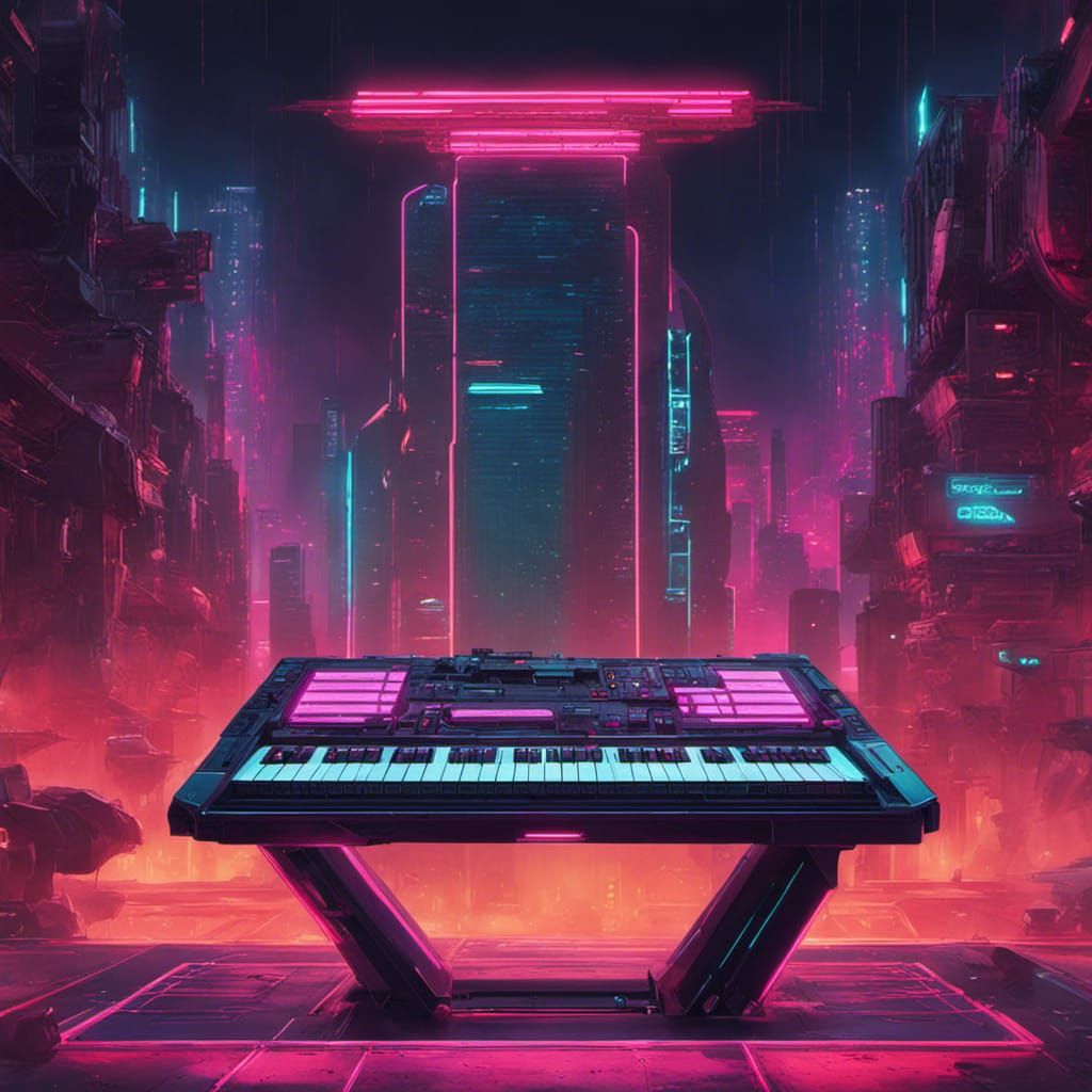 a spacecraft modeled after a midi keyboard, traveling really...