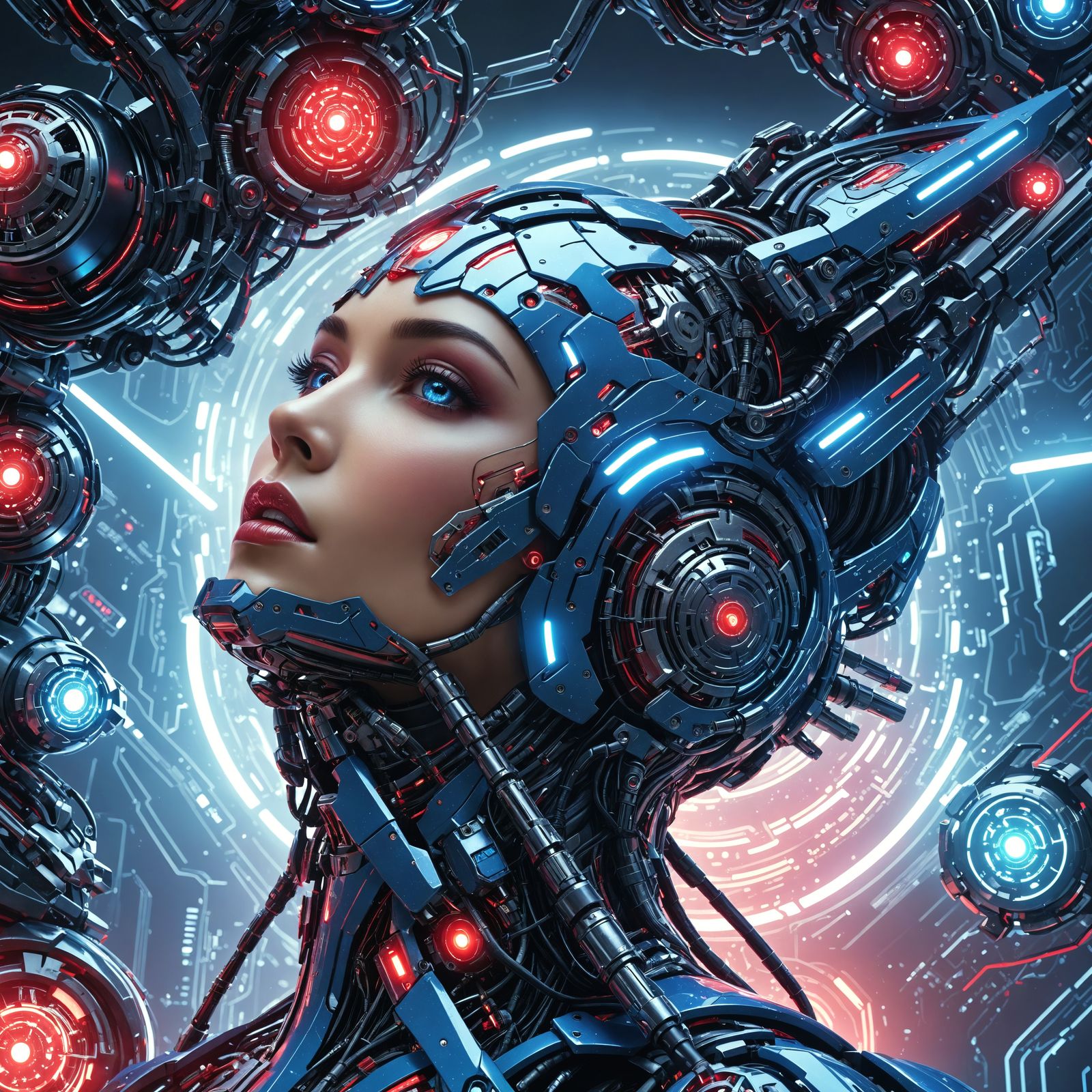 sci-fi cyborg godess , sci-fi elements, sci-fi ornaments, sc...