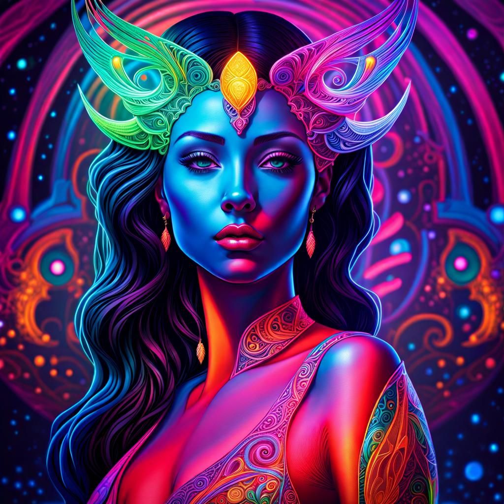 (((under black light anatomically accurate ))) multi chromatic being