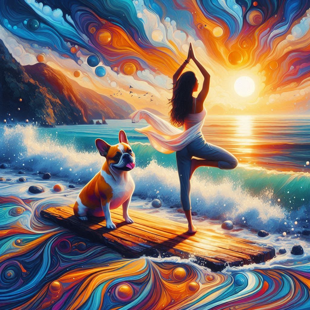 lady and her dog on the beach