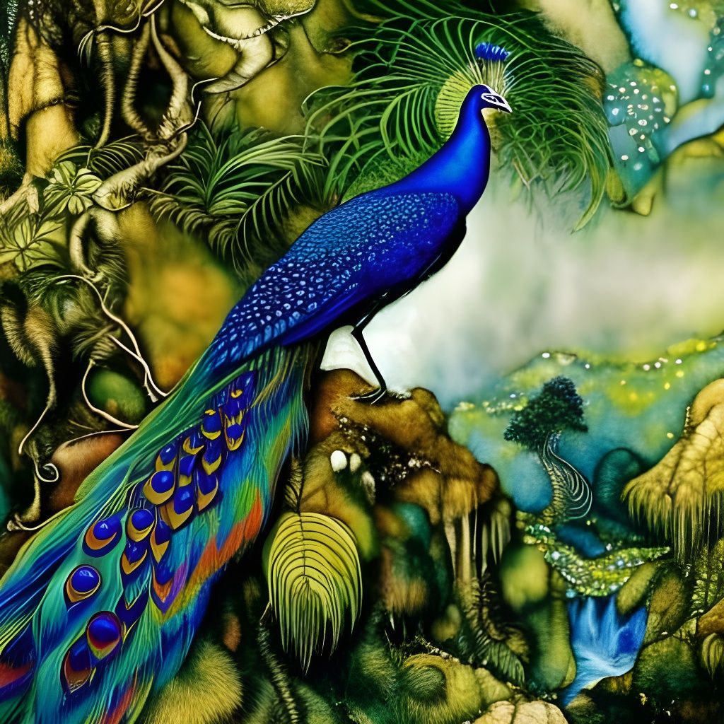 Peacock in a jungle