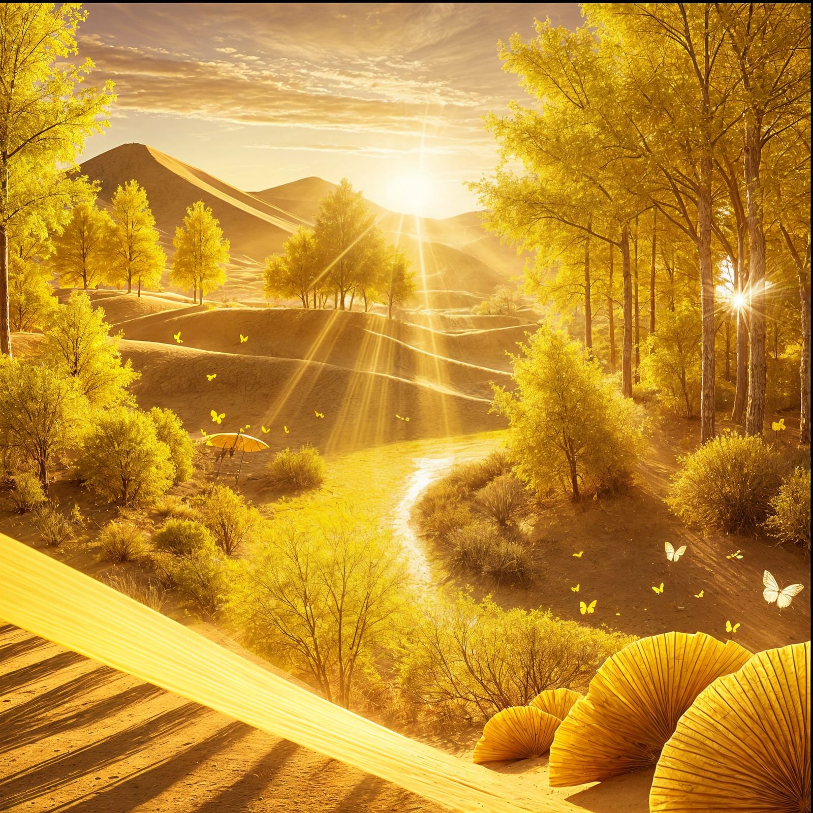 The Yellow Veil of Desert and Grove