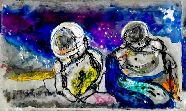 Astronaut Lovers Alone in Space