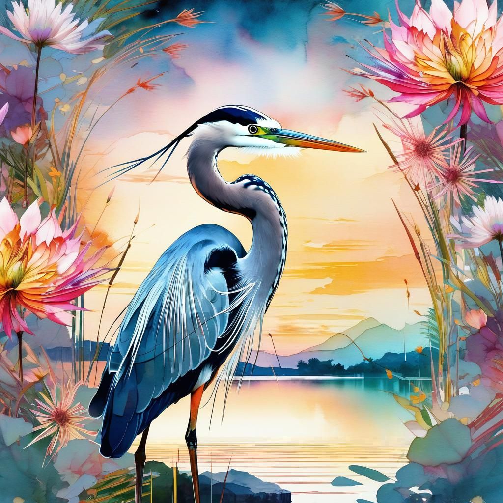 heron at a lake
