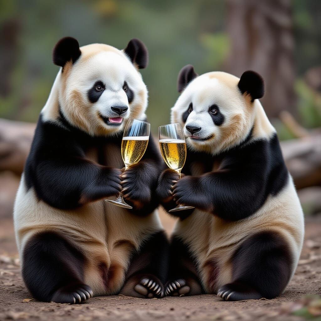 Anthropomorphic Panda and Monkey Toast