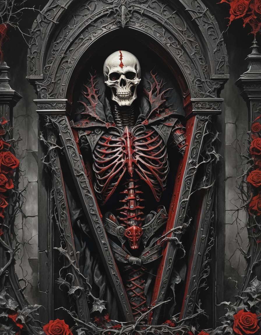 gothic coffin old horror dark funeral black and red macabre ...
