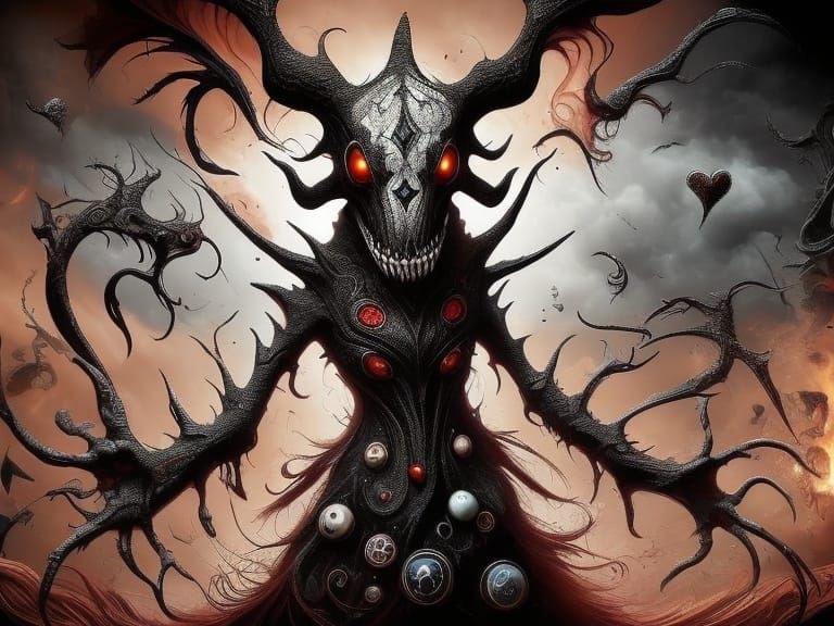 Abstract Rorschach Inkblot with Halloween and Spider Themes