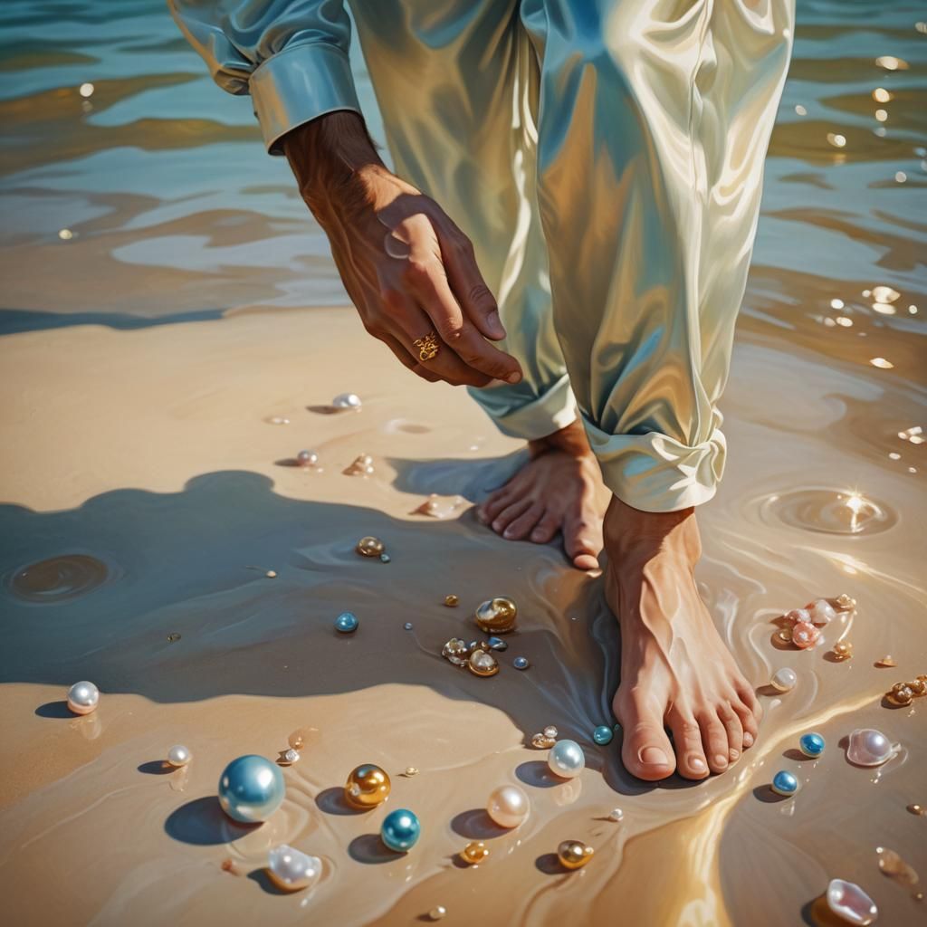 Surreal Barefoot Discovery of a Pearl