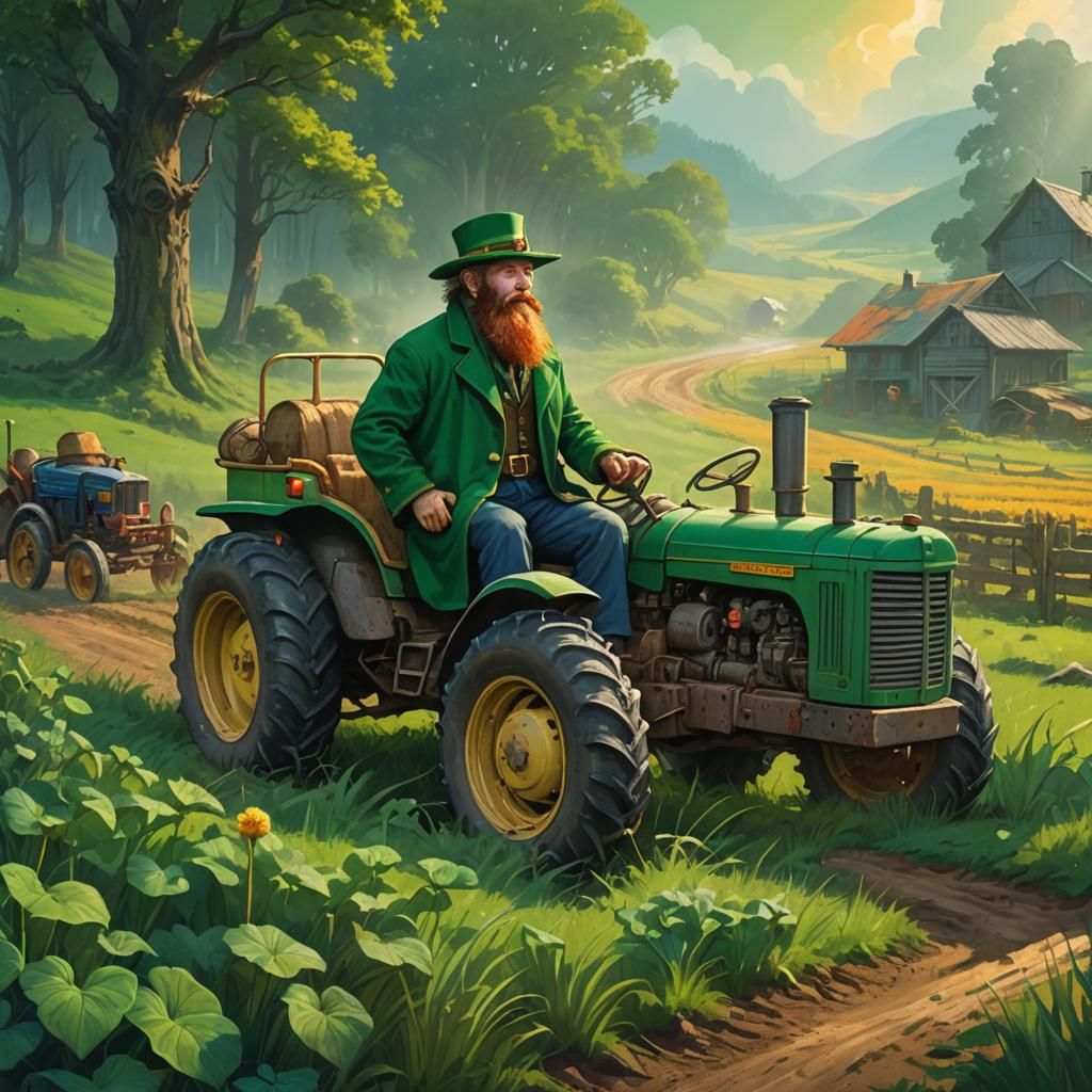Leprechaun The farmer drives a tractor