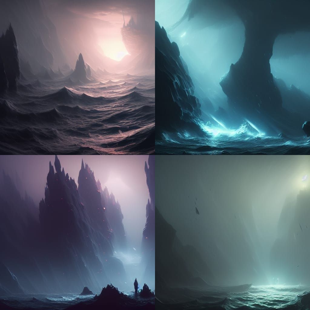 Beautifully creepy deep ocean landscape a masterpiece, 8k re...