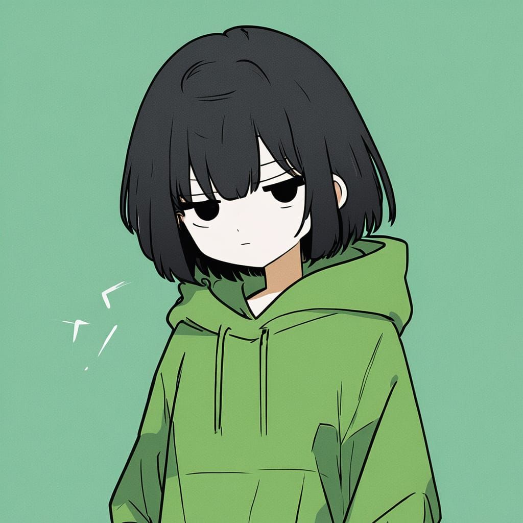 Cute Anime Girl with Wolfcut Hair