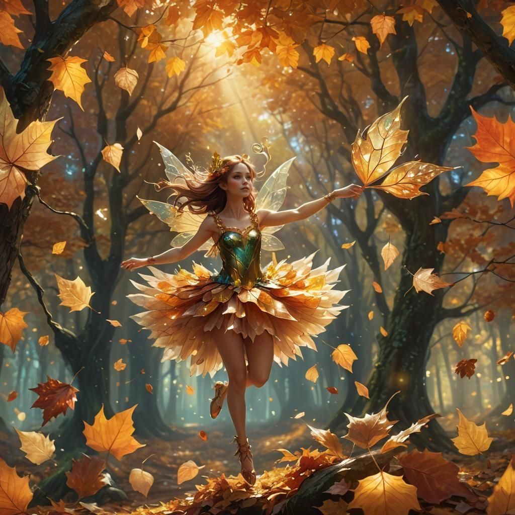 Fairy with A beautiful autumn leaf tutu