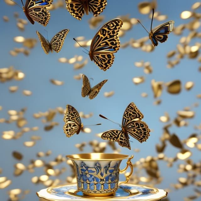 Photorealistic National Geographic photo of stained glass butterflies flying out of an ornate gilded ...  by @Dooboofay