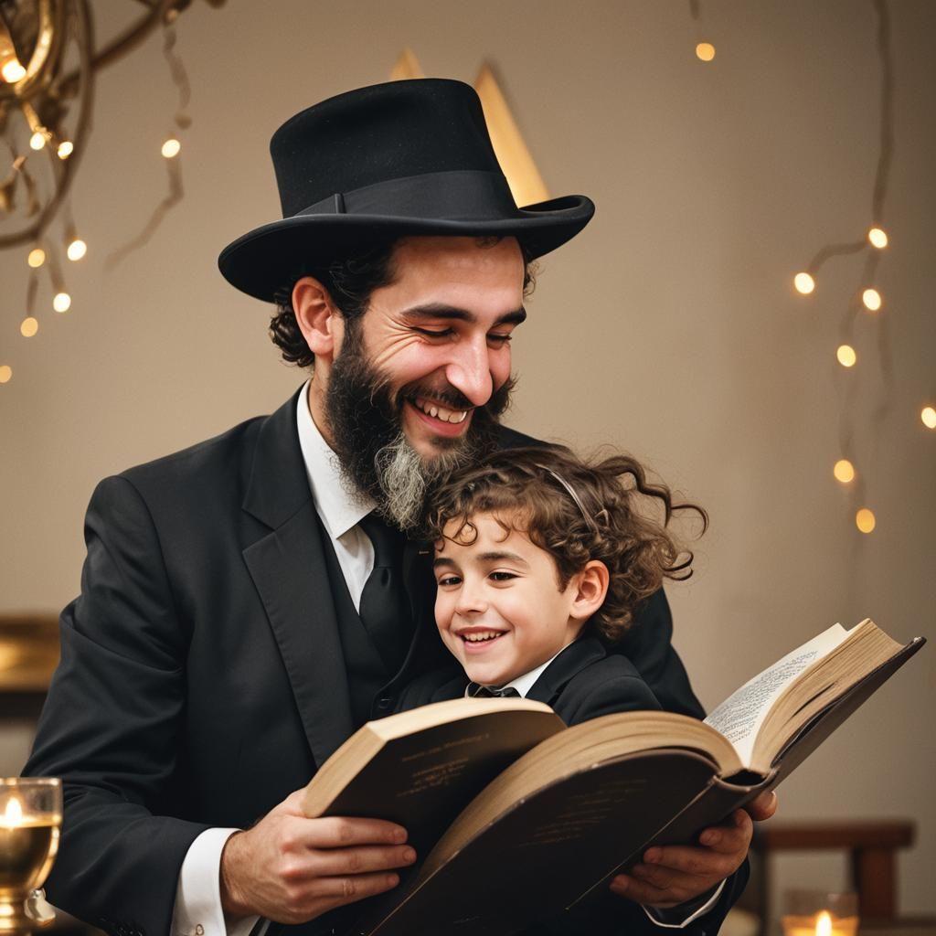 Joyful Jewish Father and Son Portrait