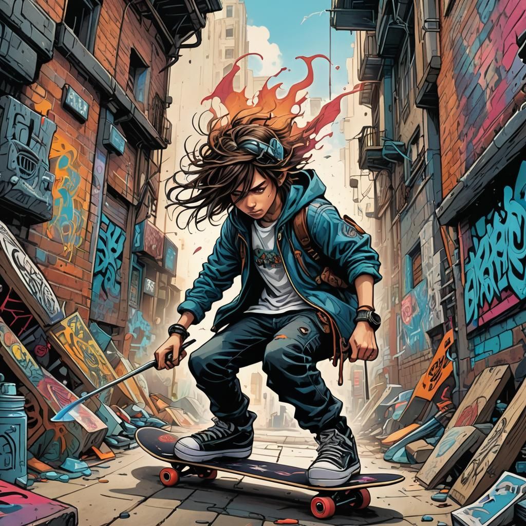 skater, graffiti, urban  by @Base the Bass