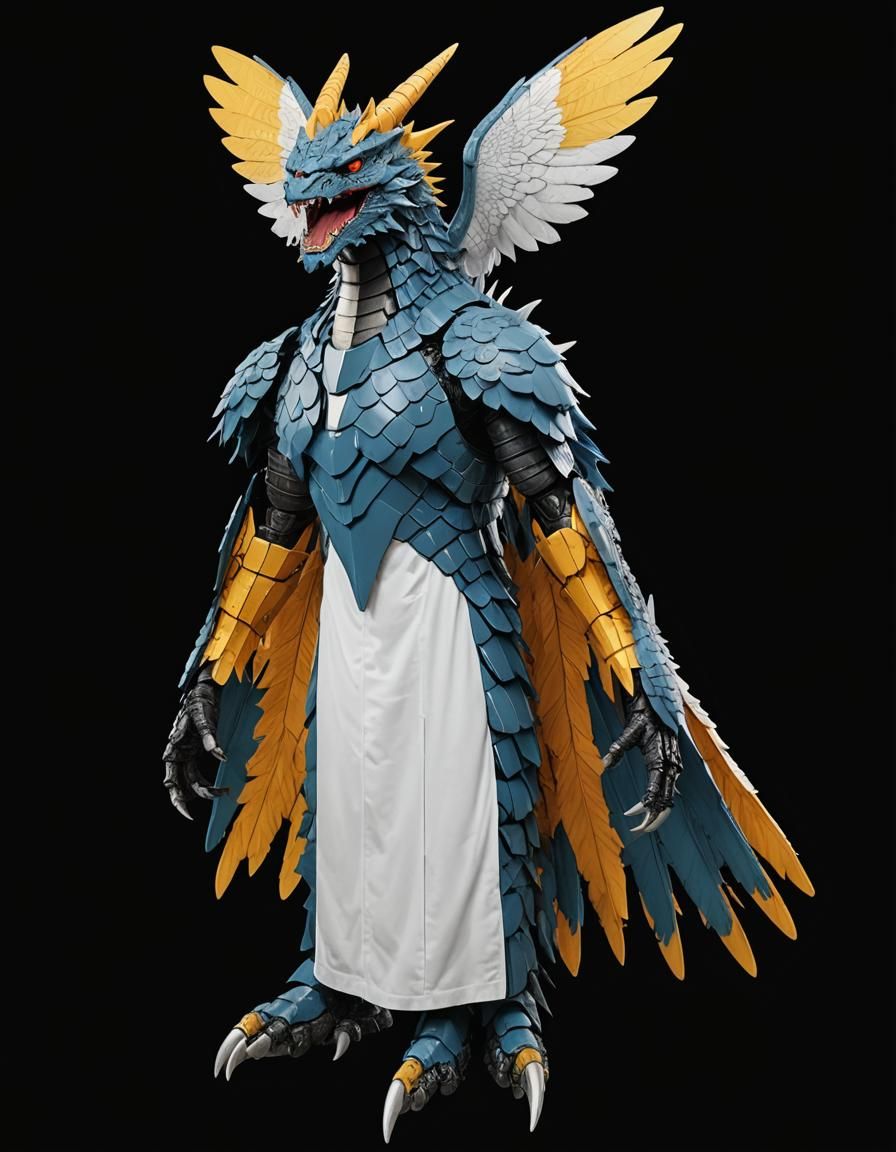 Great winged kaiju spread out its giant wings taking flight