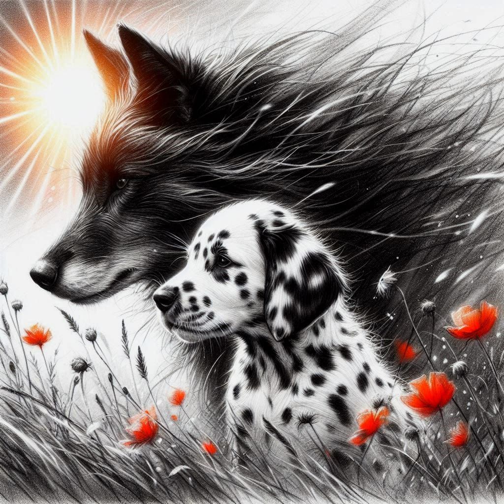 A Wolf Meets A Dalmatian