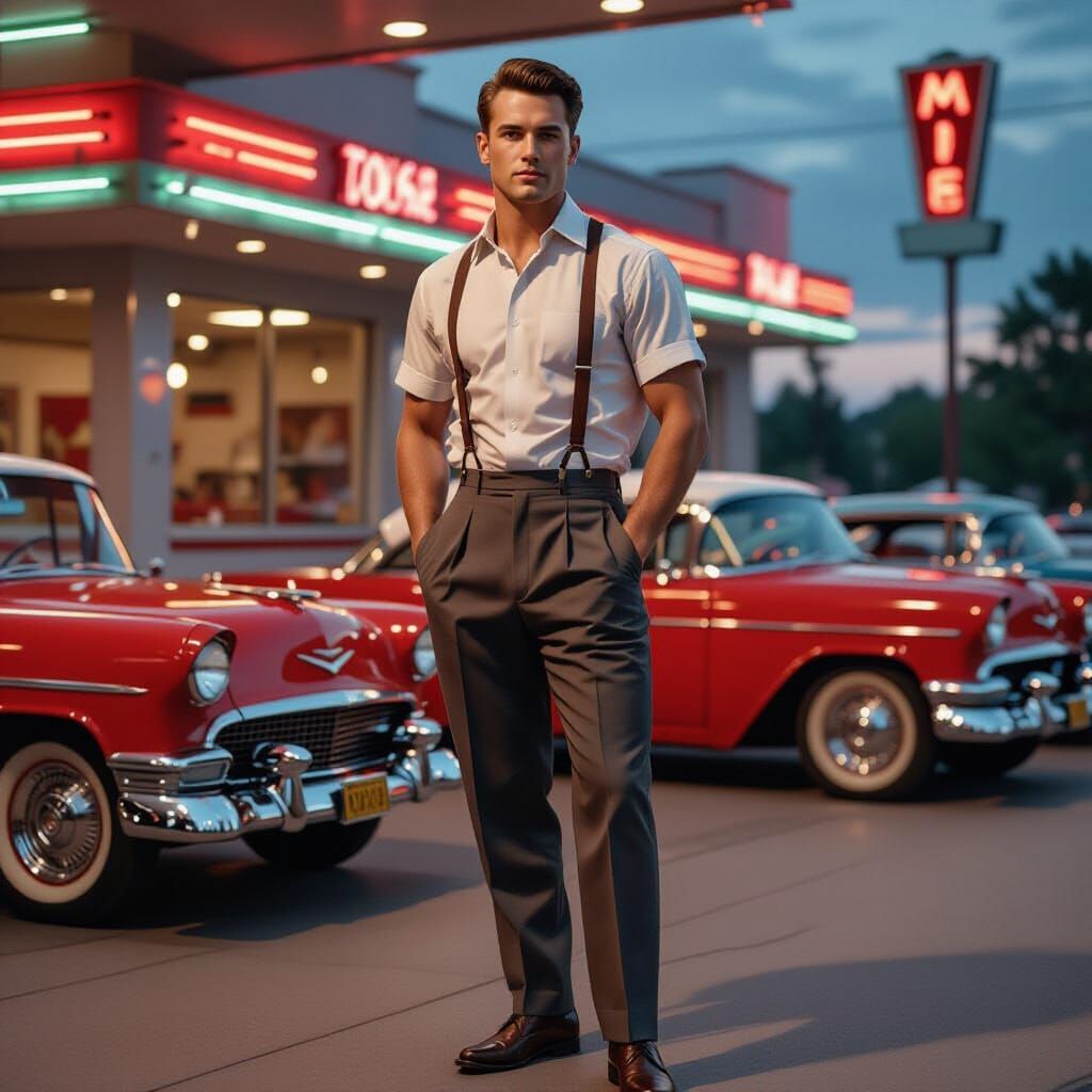 A man in suspenders  by @Starloom