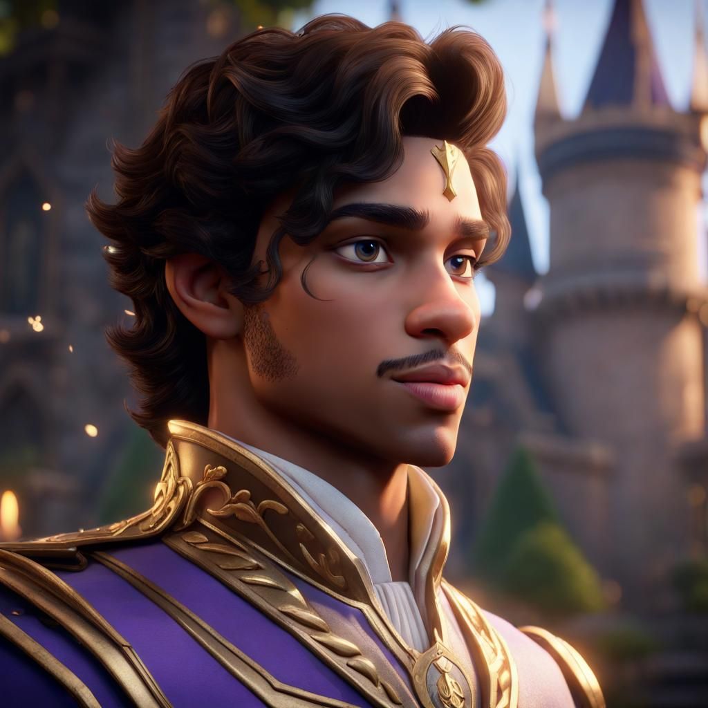 handsome young knight Disney style 3D Game Cinematic Feel, Epic 3D Videogame Graphics, Intricately Detailed, 8K Resolution, Dynamic Lighting...