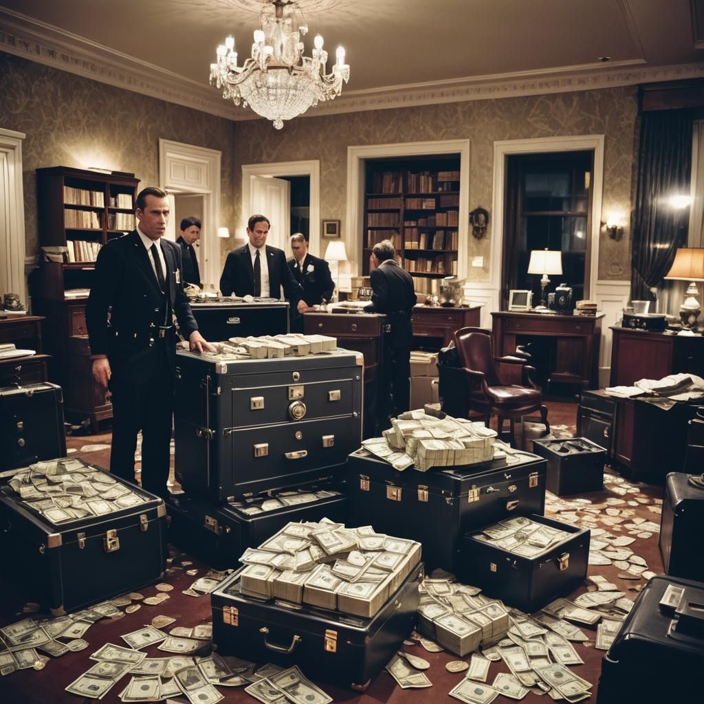 Escena de crimen con ostentación: "Una mansión lujosa, con autos deportivos estacionados al frente, rodeada de cintas policiales que delimit...