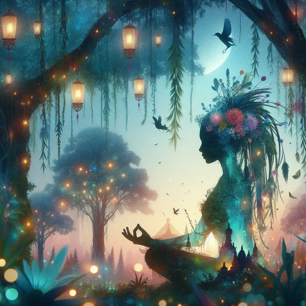 double exposure beautiful fantasy portrait landscape..