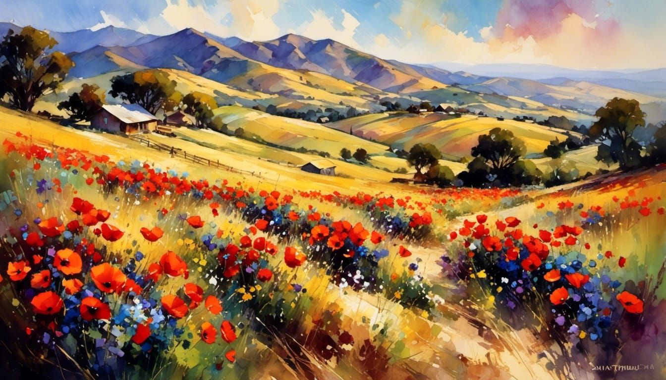 Poppies in the hills outside San Luis Obispo California
