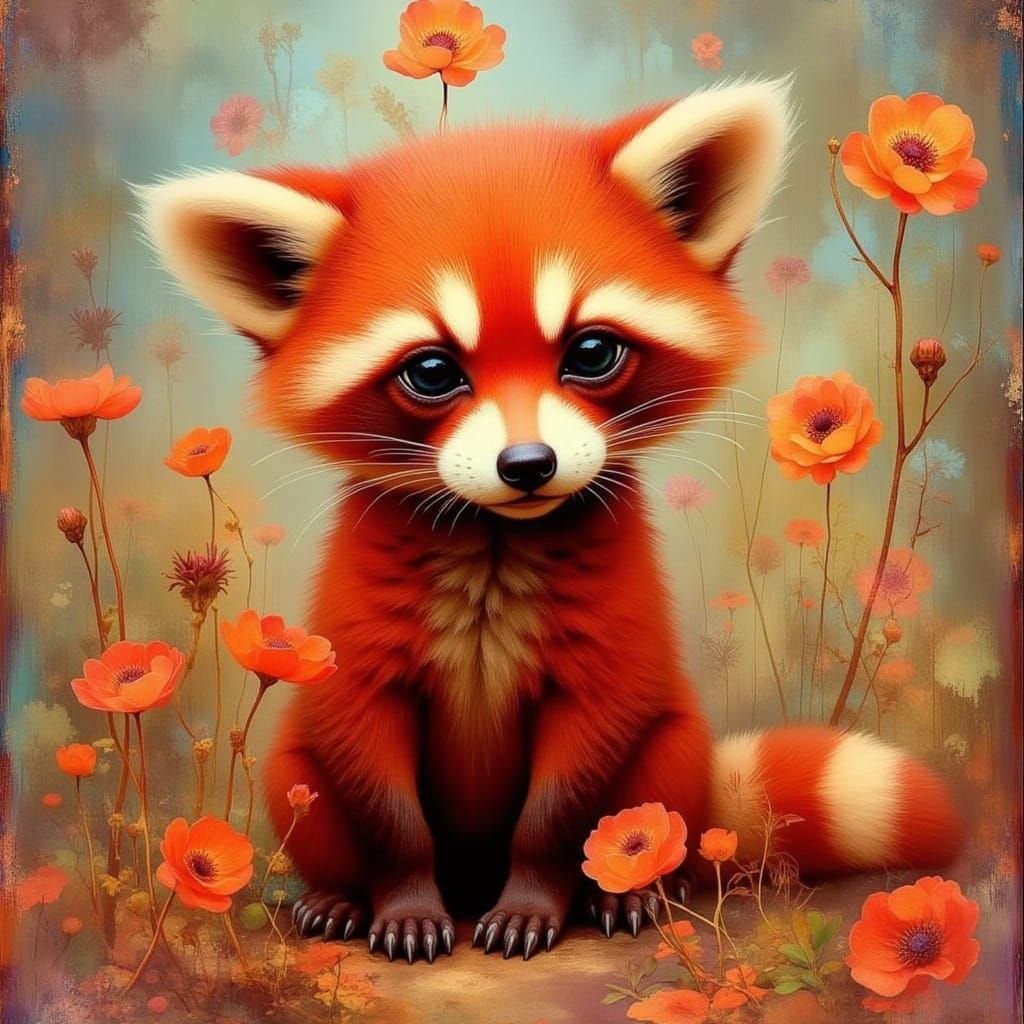 Red Raccoon 0 likes  by @Camellia Lane
