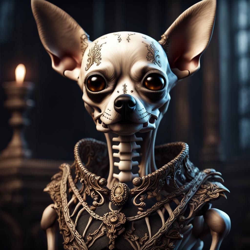 skeleton of chihuahua - AI Generated Artwork - NightCafe Creator