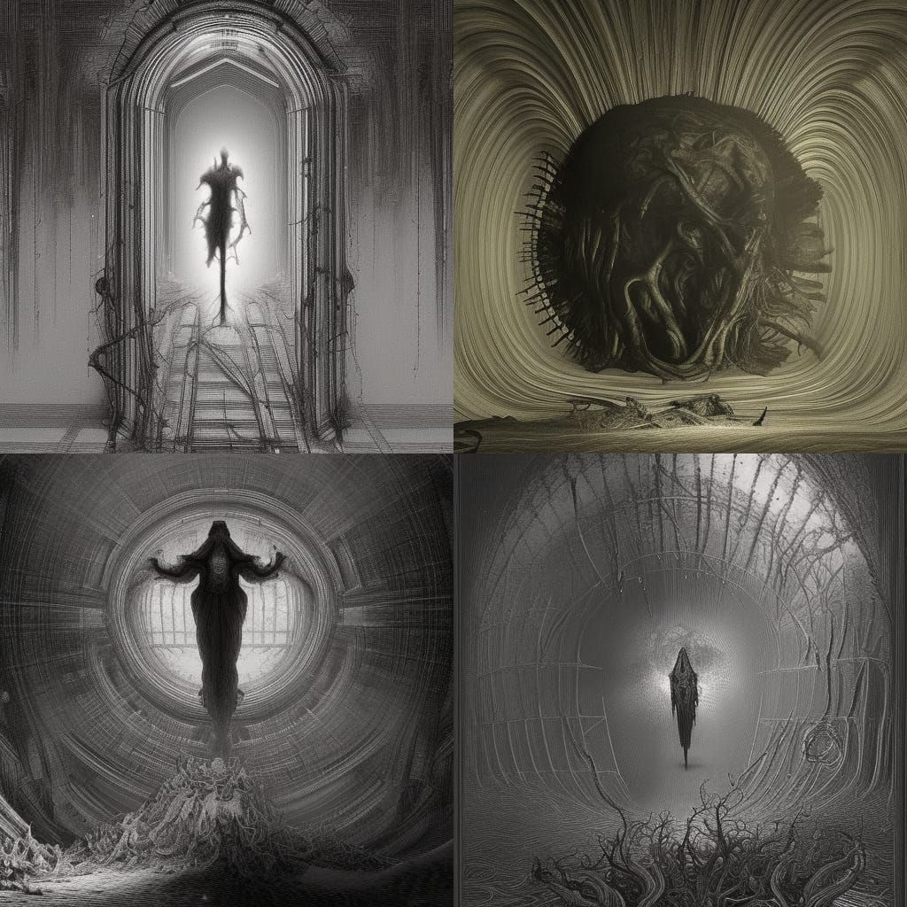 Scary being trapped inside the mind of AI intricately detail...